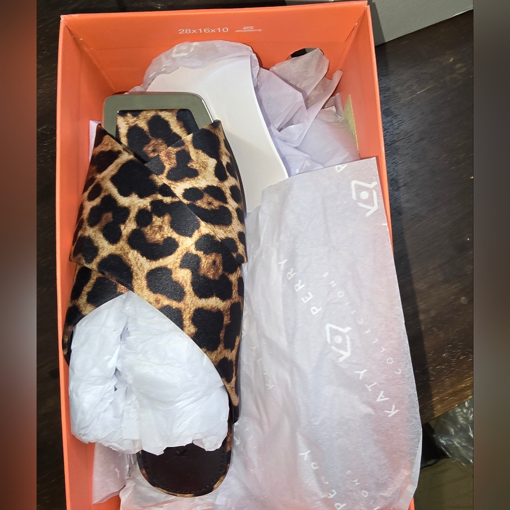 KATY PERRY Checked In Slide Leopard Print Satinsz 9 NIB‎ - Picture 4 of 5